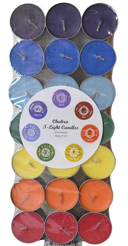 (image for) (set of 21) 7 Chakra t-light candle