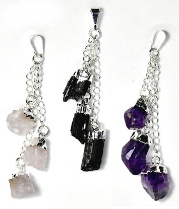 (image for) 3 pc Rough pendant various stones
